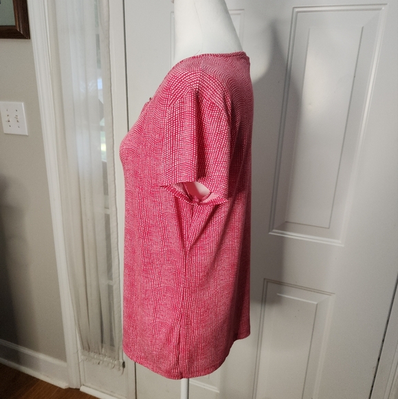 Liz Claiborne Short Sleeve Pink and White Top  Size Medium - Picture 2 of 6